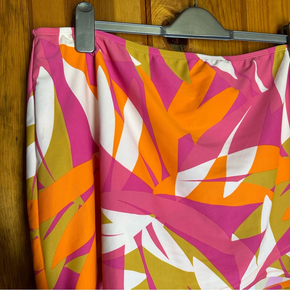 Kona Sol Abstract Leaf Bright Color Faux Wrap Skirt Bikini Bottom - Picture 3 of 7